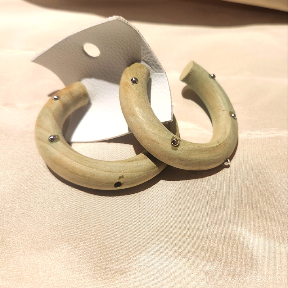 Free People Open Wooden Hoop Earrings